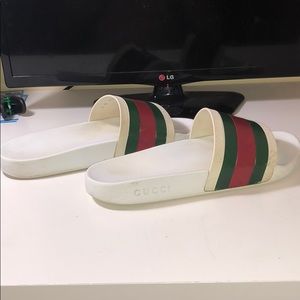 White Gucci slides
